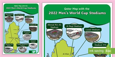 The 2022 Men's World Cup Stadiums in Qatar Map - Twinkl