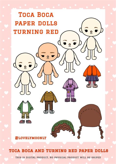 Toca Boca Turning Red Paper Dolls Toca Boca Papercraft Etsy Schweiz | Images and Photos finder