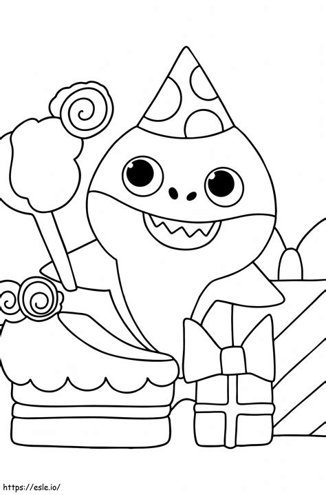 Baby Shark Cake coloring page