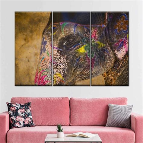 Painted Indian Elephant Wall Art | ElephantStock