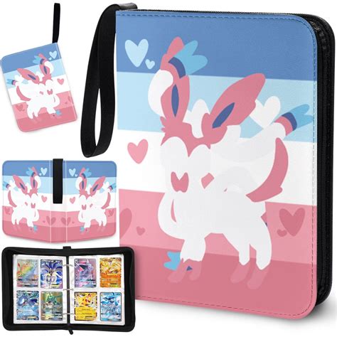 Trading Card Binder with Sleeves, 4-Pocket Album Book Holder for TCG Game, Fits 400 Cards ...