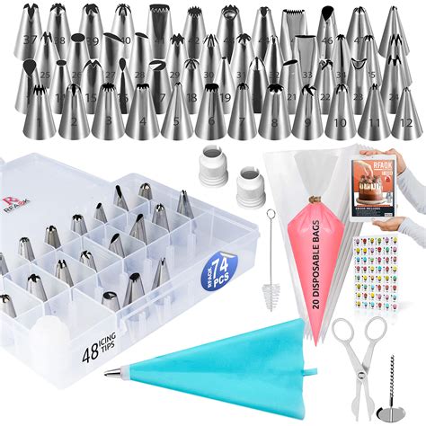 Buy RFAQK 74 PCs Icing Piping Bags and Tips Set, Cake Decorating Kit ...