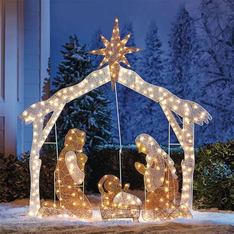 Crystal Splendor Outdoor Nativity Scene | Outdoor Christmas Lighted Decorations and Décor ...