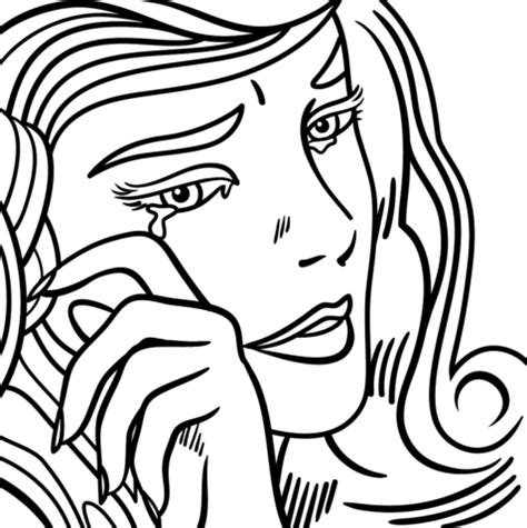 Crying Girl by Roy Lichtenstein coloring page | Free Printable Coloring Pages