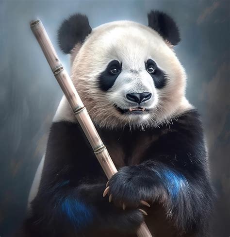 Premium AI Image | A panda with a bamboo stick in his hand