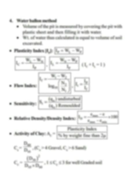 SOLUTION: Soil mechanics formulas - Studypool