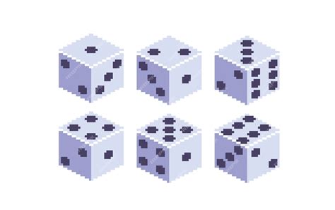 Premium Vector | Dice roll pixel art set. playing cube sides collection ...