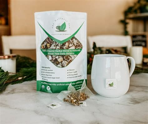 The Wellness Tea is an organic, certified herbal tea with health benefits