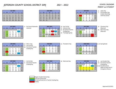 Jeffco Public Schools District Family Calendar - PublicCalendars.net