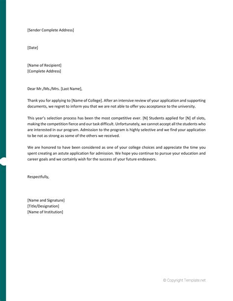 34 College Rejection Letter Samples (& Examples) ᐅ TemplateLab