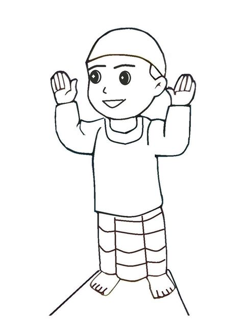 Mewarna Gambar Kartun Anak Muslim Sedang Solat | Azhan.co | Muslim kids ...