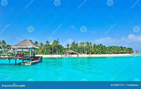 Maldives Island with Blue Sea Stock Image - Image of seaside, colorful: 22807757