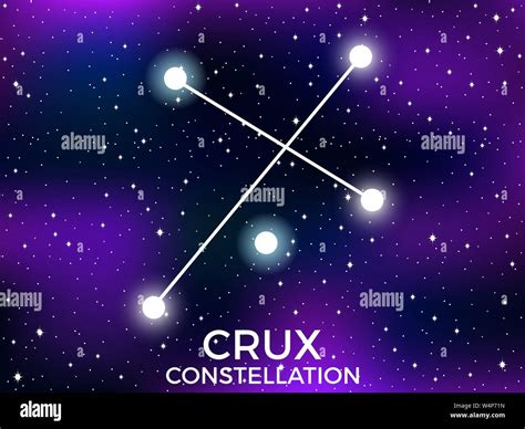 Crux constellation. Starry night sky. Zodiac sign. Cluster of stars and galaxies. Deep space ...