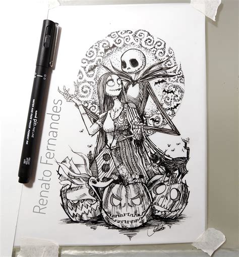 The Nightmare Before Christmas #sketchtattoo #tattooblackwork #jackacaveira Halloween Painting ...