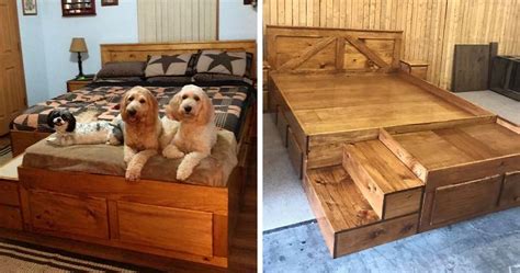 This Company Makes Custom Wooden Bed Frames With Built-In Pet Beds | Bored Panda