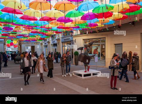 "Umbrella Sky" art installation at Le Village Royal, Rue Royale, Paris, France Stock Photo - Alamy