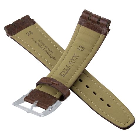 Diloy Genuine Textured Bison Leather Watch Strap for Swatch Irony ...