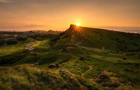 Holyrood Park and Salisbury Crags from Arthur's Seat at Sunset