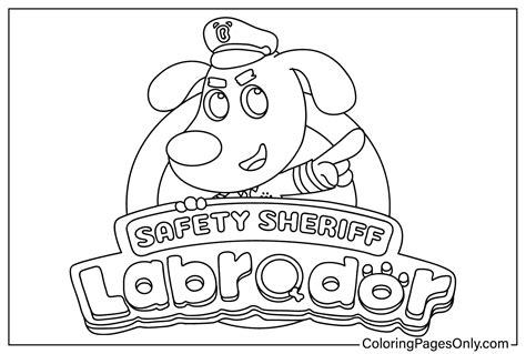 Safety Sheriff Labrador Picture to Color - Free Printable Coloring Pages