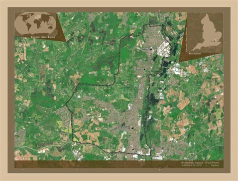 Broxbourne, England - Great Britain. Low-res Satellite. Labelled Stock Illustration ...