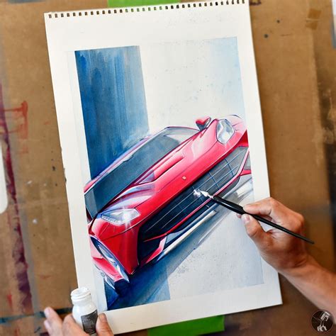 Ferrari F12 Watercolor & Dip Pen (V12 Super Car) | Automotive artwork ...