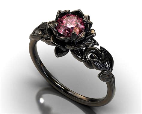 Black Gold Ring Pink Sapphire, Pink Sapphire Ring, Pink Sapphire ...