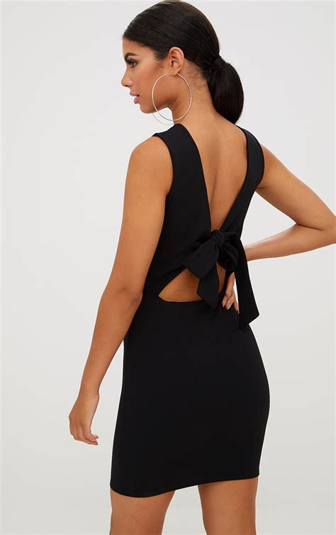 Black Bow Back Bodycon Dress. Dresses | PrettyLittleThing