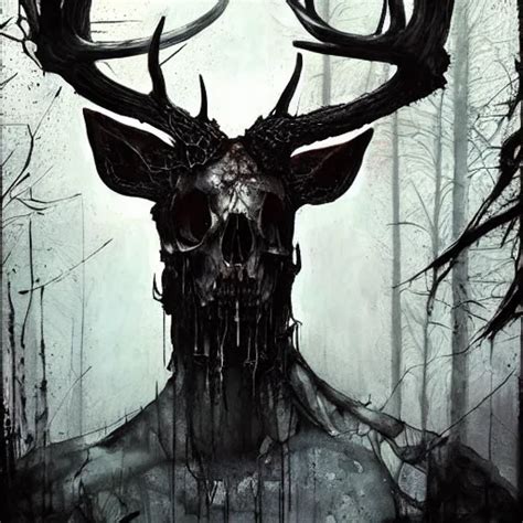 leshen with deer skull deer antlers by emil melmoth | Stable Diffusion