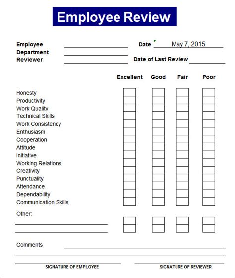 Employee Review: Annual Employee Review Form