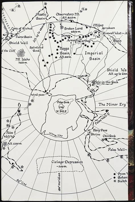 Map of Dune (Planet Arrakis) on rear panel of dust jacket.… | Flickr