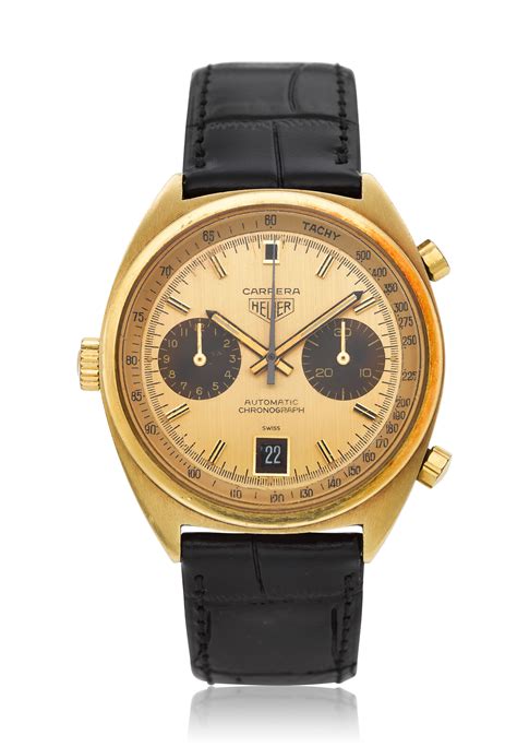 HEUER, A 18K YELLOW GOLD CHRONOGRAPH WRISTWATCH WITH DATE, REF. 1158 ...