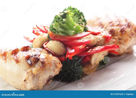 Roasted Chicken With Garnish Stock Image - Image of fresh, cooked: 27497639