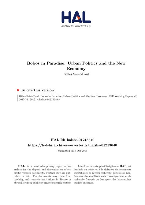 (PDF) Bobos in Paradise: Urban Politics and the New Economy