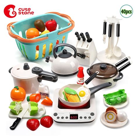 40Pcs Cookware Kitchen Cooking Set Pots & Pans Toy For Kids Girls Play ...