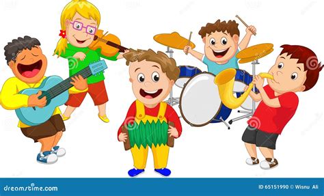 Illustration Of Children Playing Music Instrument Stock Vector - Image: 65151990