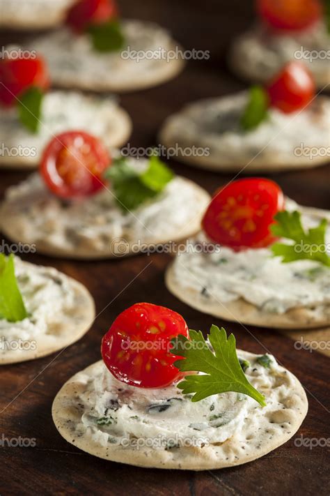 Cracker and Cheese Hors D'oeuvres — Stock Photo © bhofack2 #44445475