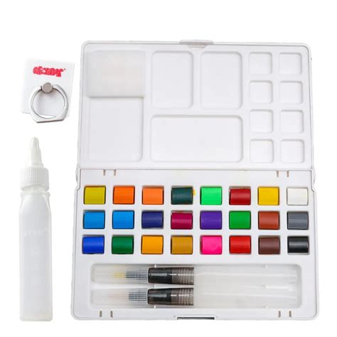 Bianyo 24Colors Portable Watercolor Paints Box With Paintbrush Solid ...