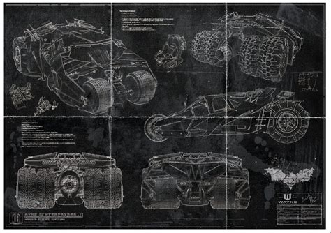 Batman Batmobile Tumbler Blueprint Art Print (A2 = 420mm*594 or 16.5 ...