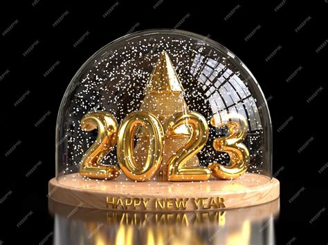 Premium Photo | 2023 Happy new year concept Christmas tree and golden numer 2023 inside the snow ...