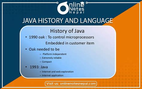 Java Language and History | Introduction to Java | Online Notes Nepal