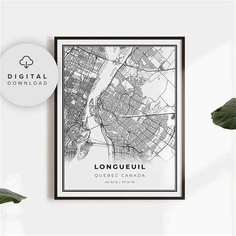 Longueuil Map Print Quebec QC Canada Printable City Street | Etsy