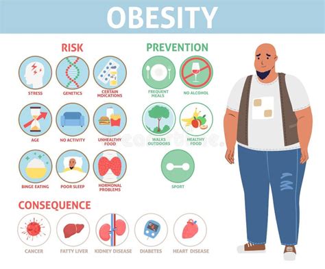 Human Obesity Info Graphic Vector Flat Poster Stock Vector ...