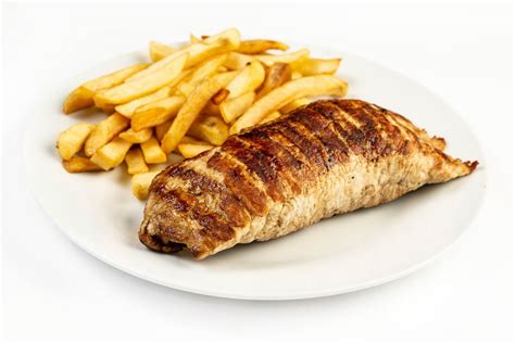 Stuffed pork Meat with French Fries - Creative Commons Bilder