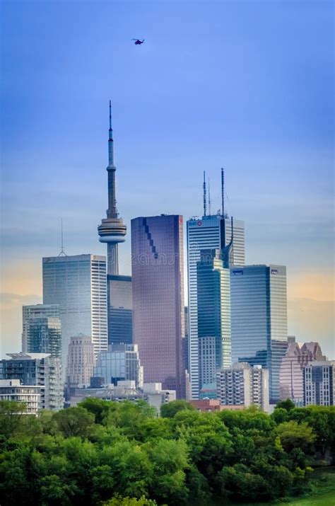 Toronto Skyline, Downtown with Cn Tower in the Spring Editorial Stock Photo - Image of city ...