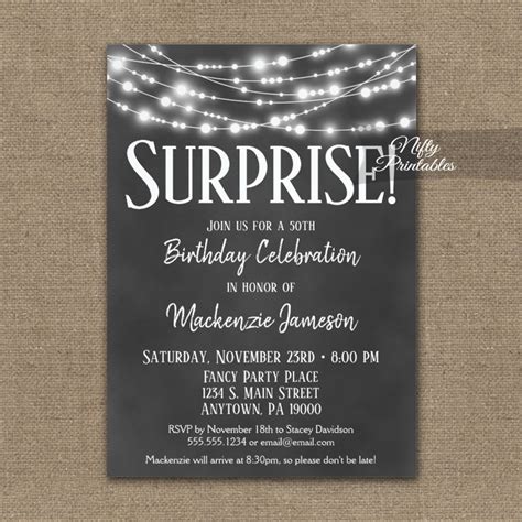 Surprise Birthday Invitations Chalk