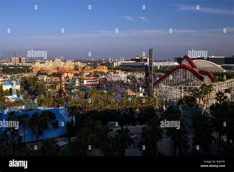 Aerial view of Disney California Adventure, Disneyland Park, Anaheim, California, United States ...