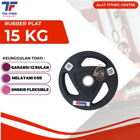 Jual Alat Olahraga Angkat Beban Rubber Plat 15 Kg Total Fitness | Shopee Indonesia