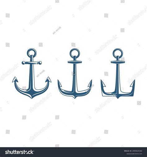 Nautical Anchor Set Isolated White Background Stock Vector (Royalty ...