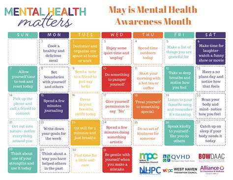 “Mental Health Matters” May Calendar — Alliance for Prevention and Wellness