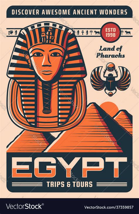 Egypt travel poster ancient egyptian landmarks Vector Image